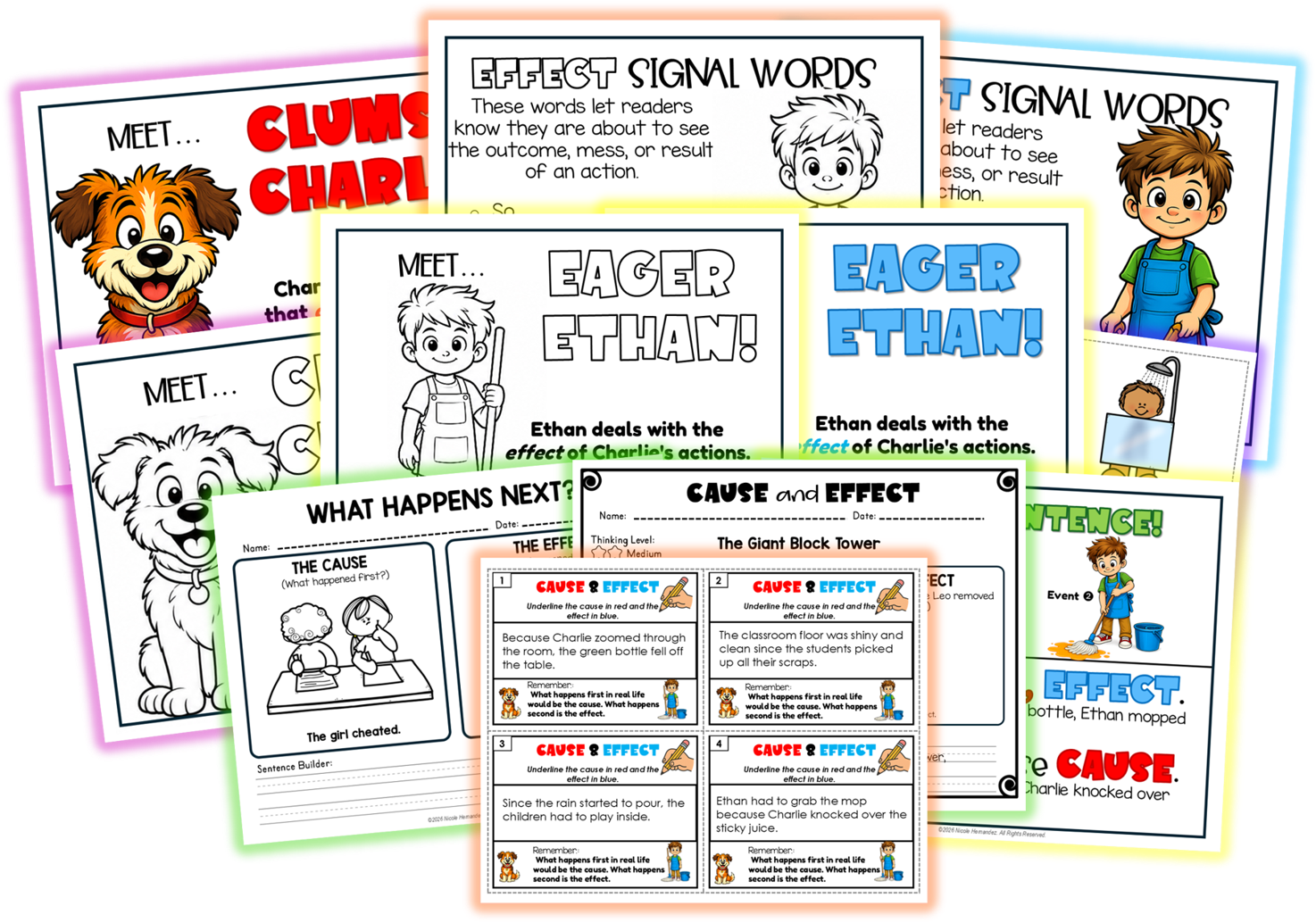 Cause and Effect Posters, Task Cards, and Worksheets Bundle for ...