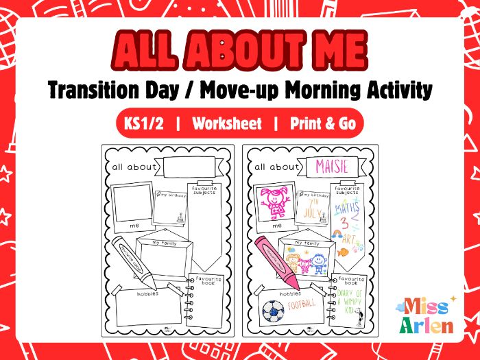 All About Me - Transition Day / Move-Up Morning Activity Worksheet