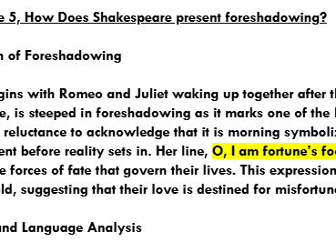 High level essay - How does Shakespeare present foreshadowing?