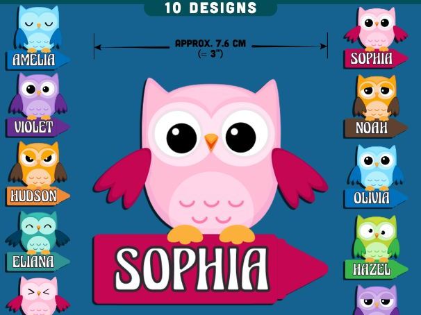 Owl Name Tags, Editable Locker & Cubby Labels, Owl on Crayon Classroom Decor