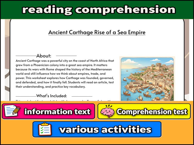 Ancient Carthage Rise of a Sea Empire  & Comprehension Test