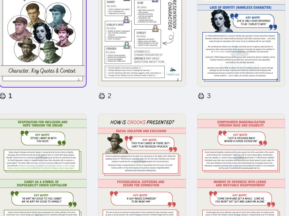 Of Mice and Men: Complete Themes, Context & Character Pack (High-Level Analysis