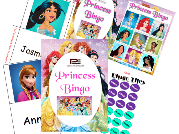 Princess Bingo Game (Elsa, Cinderella, Snow White, Ariel)