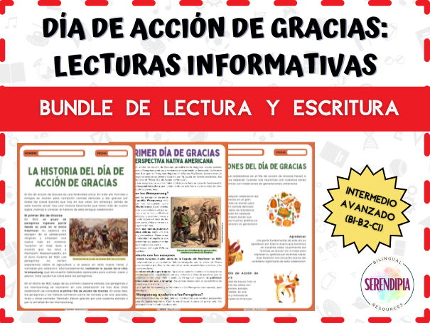 BUNDLE Día de Acción de Gracias Lecturas  | Thanksgiving Spanish Reading Comprehension Activities