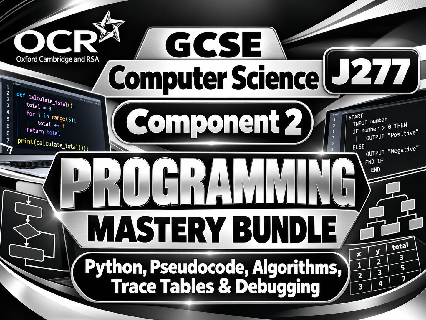 OCR GCSE Computer Science J277 Component 2 PROGRAMMING MASTERY BUNDLE | Python, Pseudocode, Algorithms, Trace Tables & Debugging