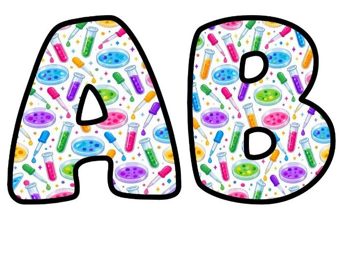 Test Tubes and Pipettes Bubble Letters | Science Topic Bulletin Board Letters