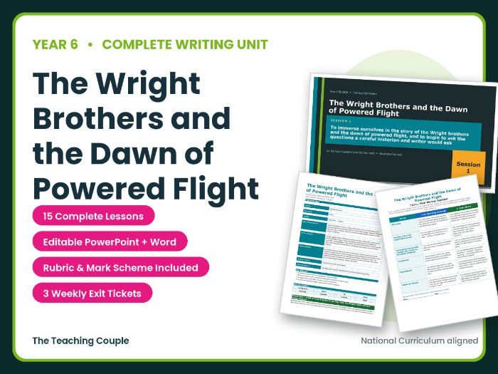 The Wright Brothers and the Dawn of Powered Flight | Year 6 English Unit | 15 Complete Lessons