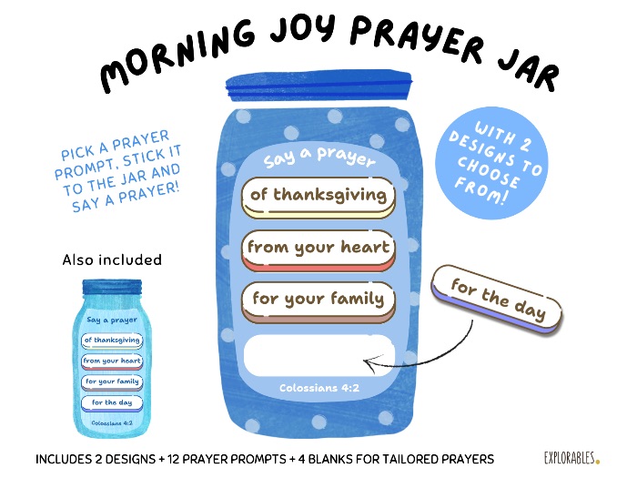 Morning Joy Prayer Jar Paper Prayer Jar Prayer Prompts For Children Kids Prayer Points Morning