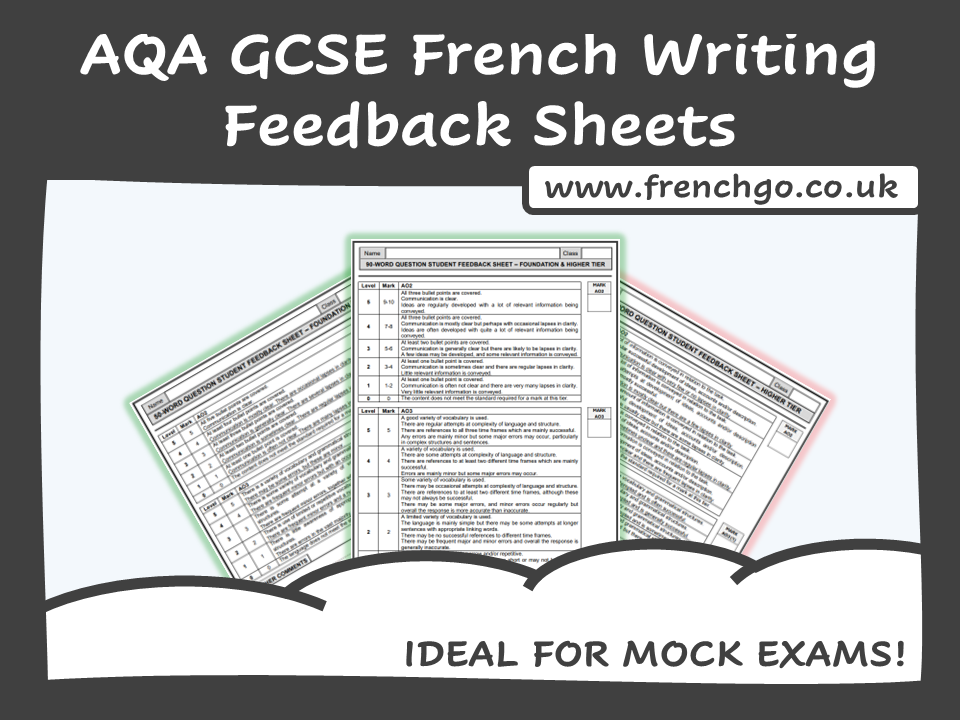 AQA GCSE FRENCH — Writing Feedback Sheets