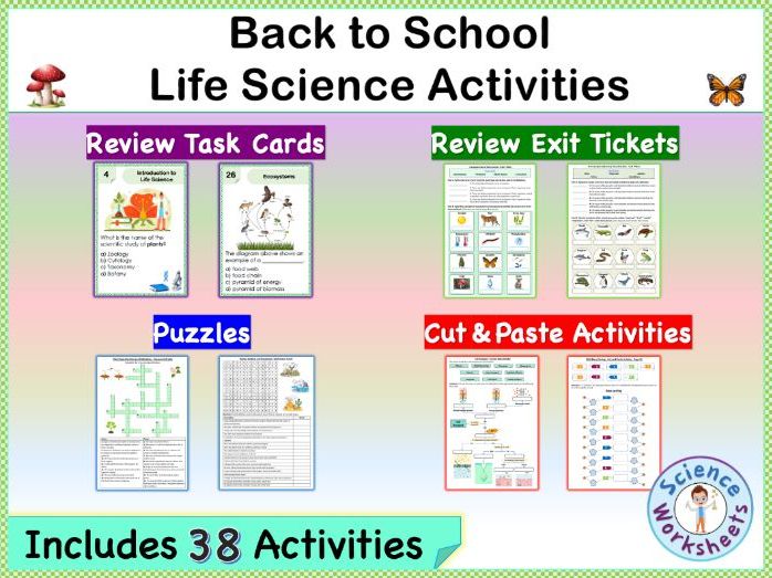 Back to School Life Science Activities - Puzzles and Worksheets (Printables)