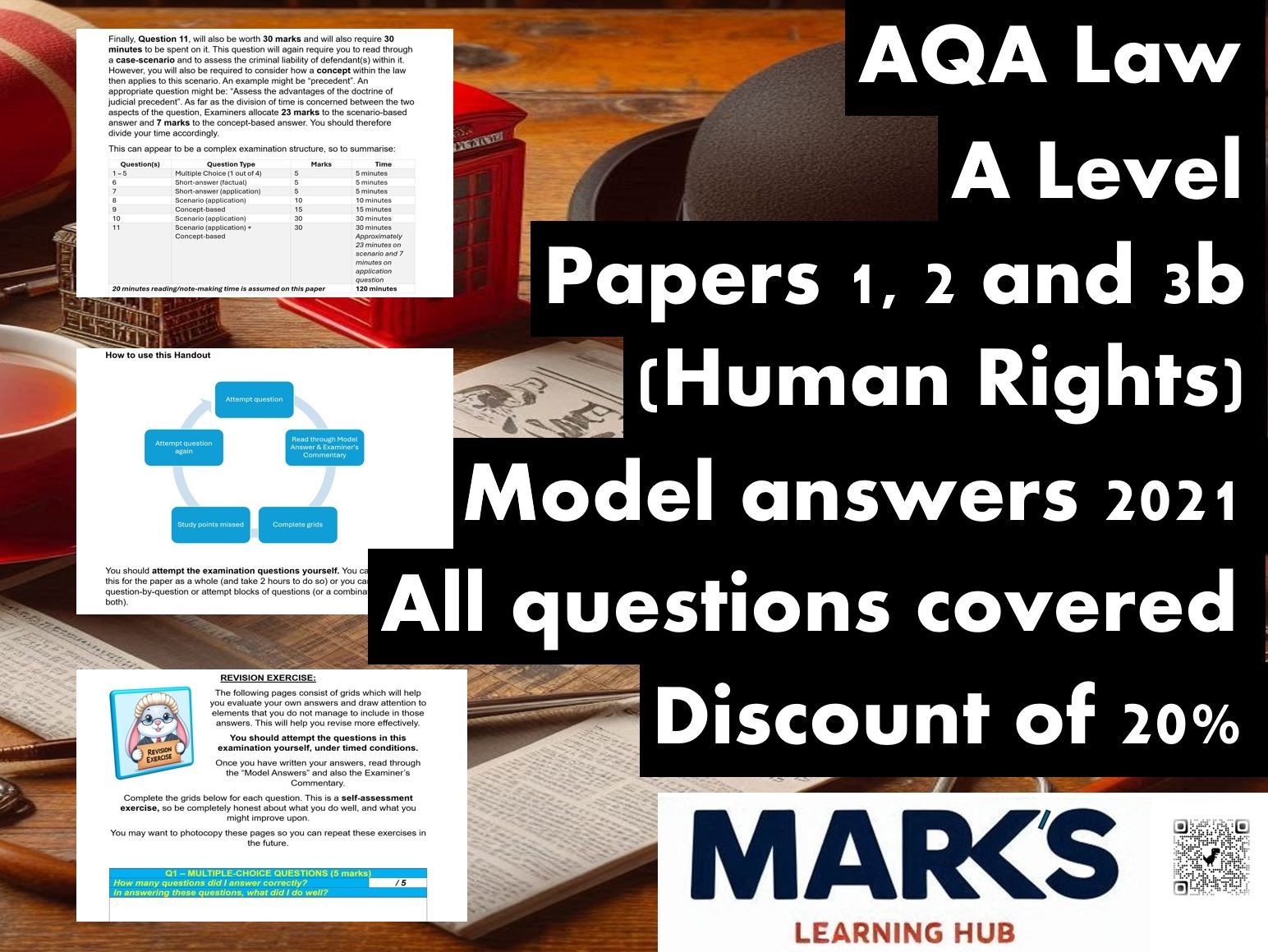 AQA: A Level LAW - MODEL ANSWERS (FULL PAPERS 2021) 1, 2 and 3b (HUMAN RIGHTS) - DISCOUNT BUNDLE