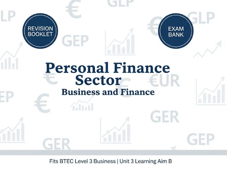 Personal Finance Sector Revision Booklet Exam Bank | Complete Study Guide Fits BTEC Level 3 Unit 3