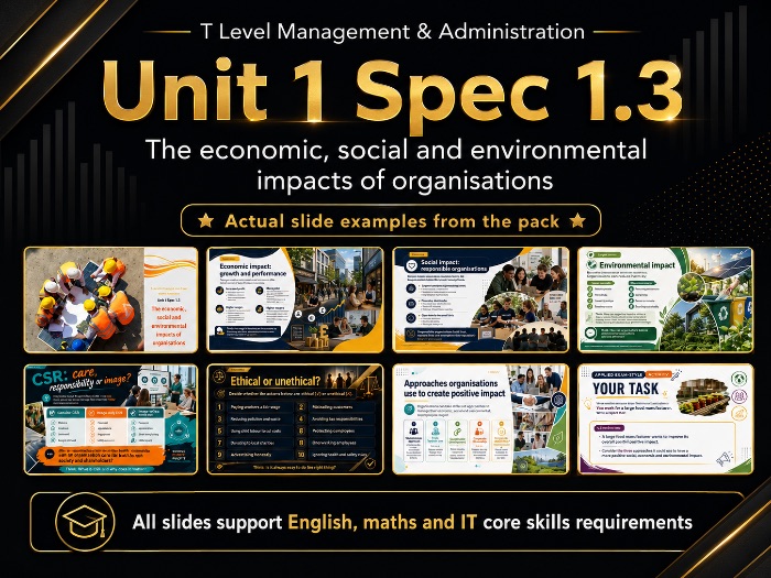 Unit 1 Spec 1.3 T Level Management & administration -The economic, social and environmental impacts
