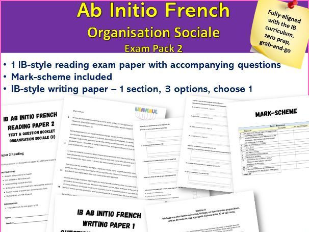 IB-style French Ab Initio Exam –Writing&Reading | Organisation Sociale theme (2)