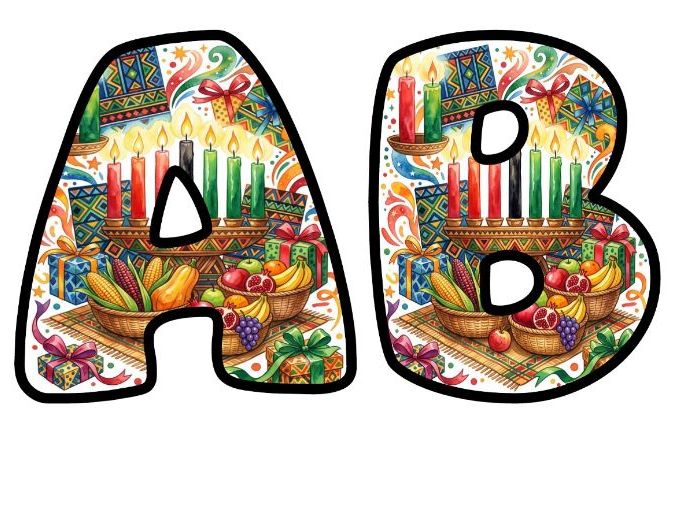 Kwanzaa Candles Harvest Bubble Letters | Seasonal Bulletin Board Letters | Classroom Display Pack
