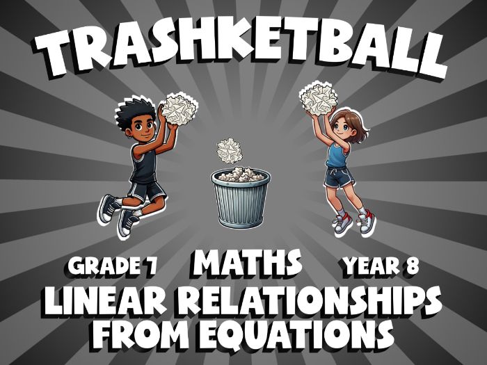 Linear Relationships from Equations TRASHKETBALL Maths Game | No-Prep Year 8 Review Activity