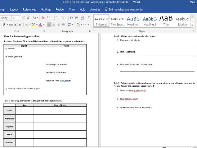 Revision workbook - French for life