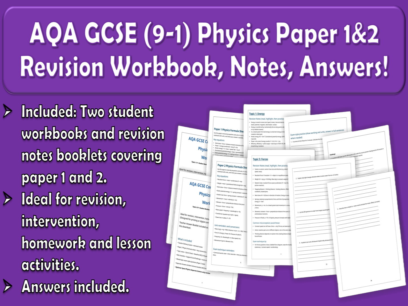 AQA GCSE Physics Paper 1&2 Revision Workbook