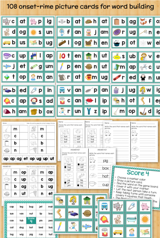 CVC Terms Onset-Rime Actions photograph about Onset and Rime Printable Cards called CVC Terms Onset-Rime Functions