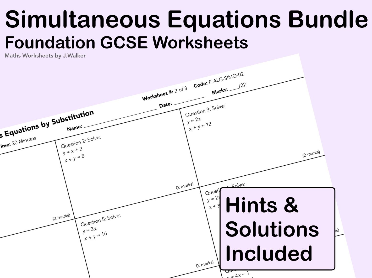 GCSE Maths: Simultaneous Equations Bundle - Foundation Tier