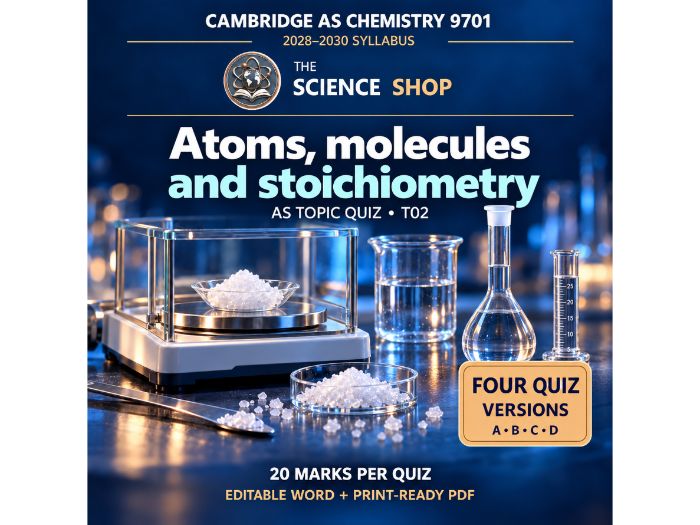Atoms, molecules and stoichiometry | Cambridge AS Chemistry 9701 | 4 Revision Quizzes