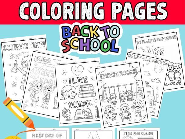 Back to School Coloring Pages I First Day of School Coloring Page Sheets NO PREP Activity
