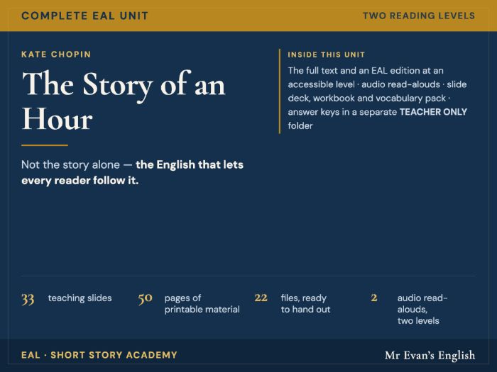 The Story of an Hour | KS3 KS4 English | Complete Unit + EAL + Audio