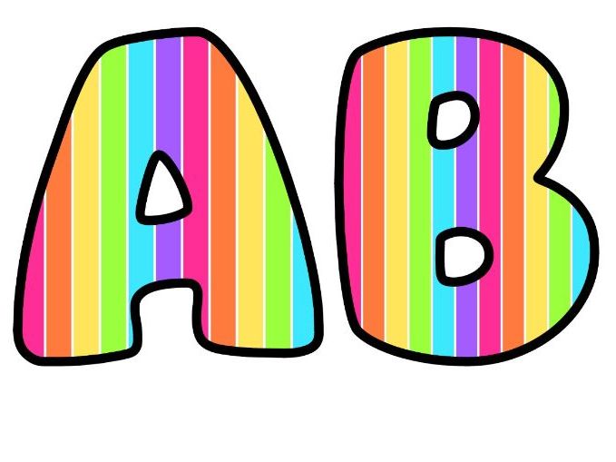Neon Vertical Stripes Bubble Letters | Striped Bulletin Board Letters | Classroom Display Pack