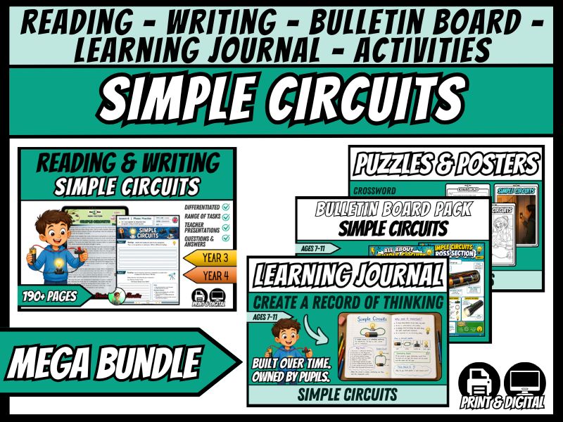 Simple Circuits | Mega Bundle | Science + ELA, Journal & Bulletin Board+