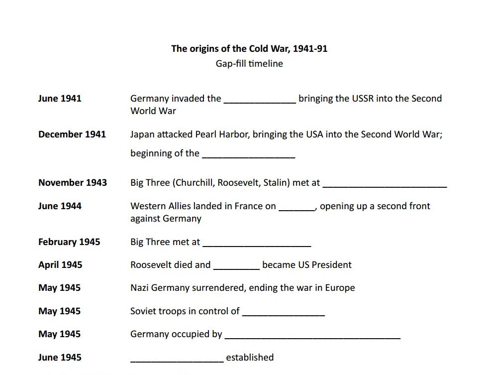 Resource pack: Superpower relations and the Cold War (Edexcel GCSE History)