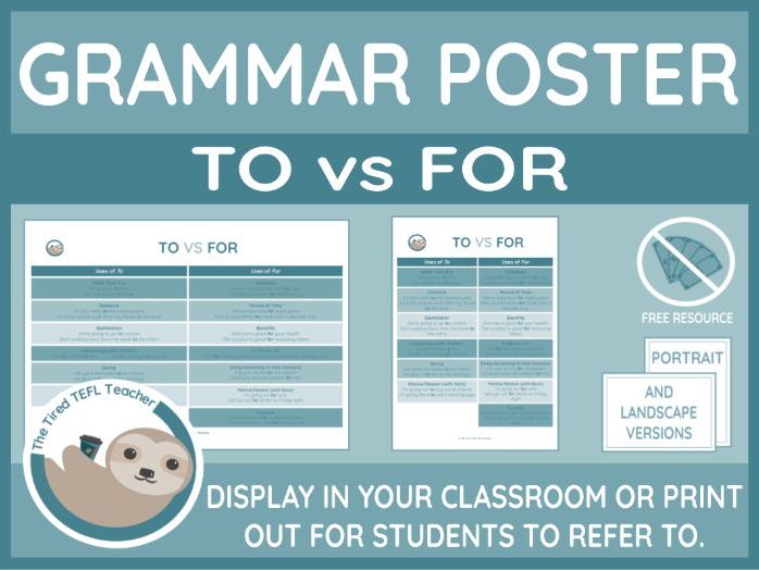 Grammar Point Poster - To vs For