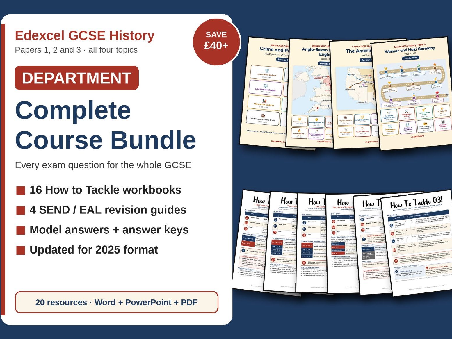 Edexcel GCSE History Complete Department Bundle: Exam skills for Papers 1, 2 & 3 (2025 Format)