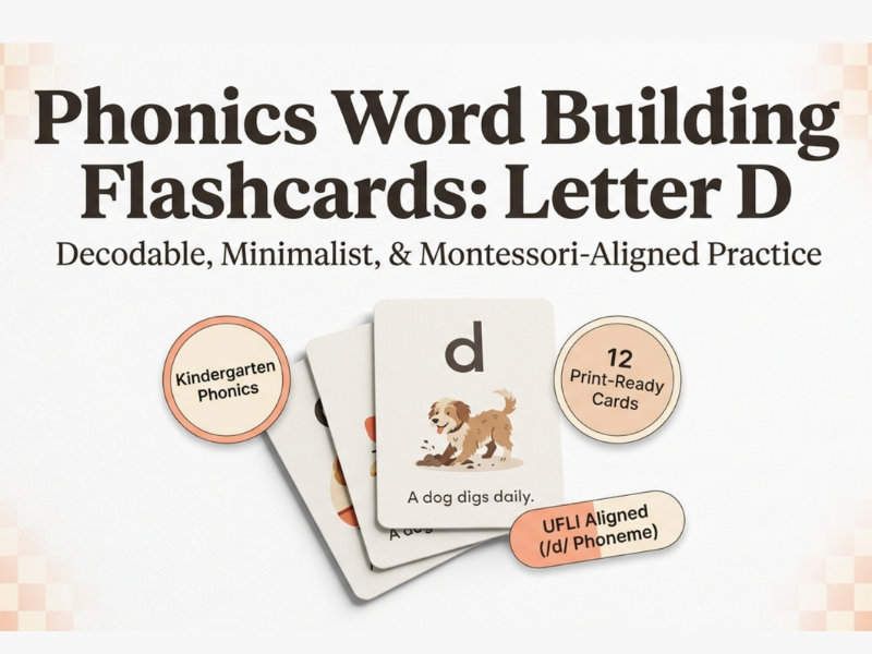 Letter D Phonics Flashcards | Decodable, Montessori-Aligned Word Building | Kindergarten & ESL