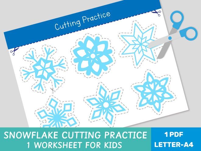Snowflake Cutting Practice - Winter Worksheet