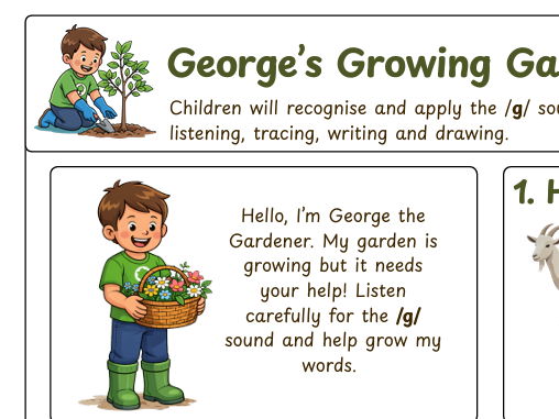 G Sound Phonics Worksheet (EYFS/KS1)