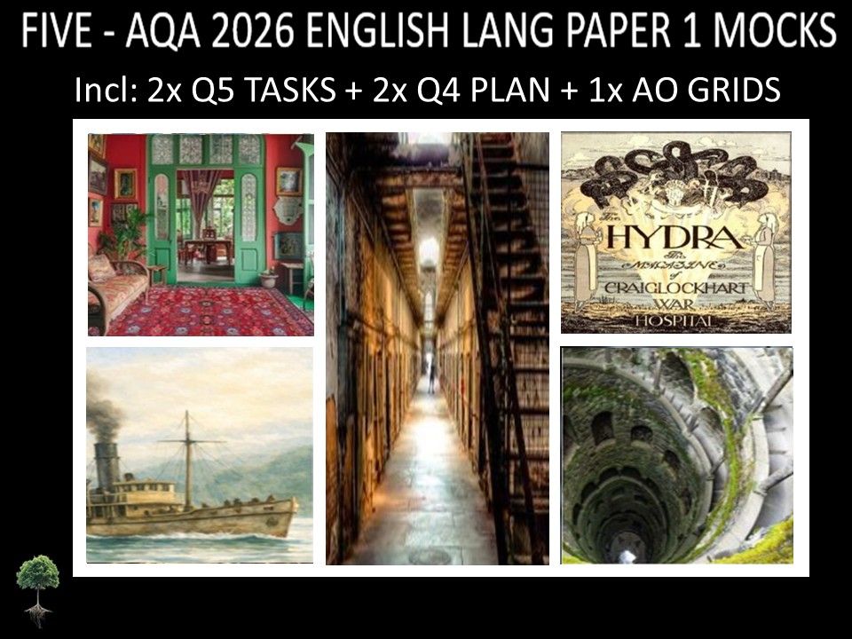 FIVE - AQA PAPER 1 | 2026 FULL MOCKS | Q5 TASKS | Q4 PLAN | AO GRIDS