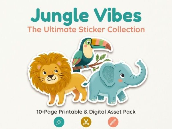 Jungle Vibes Motivational Stickers | 90 Printable Rewards KS1 KS2