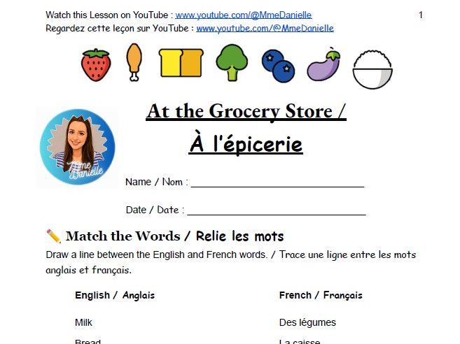 Grocery Store (Food) - Bilingual - French-English (Mme Danielle)