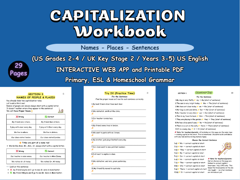 Capitalization Workbook: Gr 2-4/KS 2