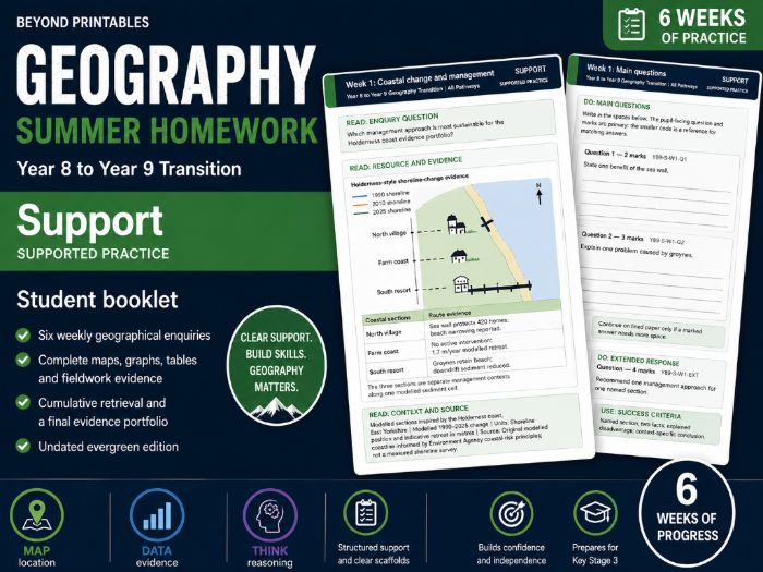 Year 8 to Year 9 Geography Summer Transition Booklet – Support | KS3 with Answers