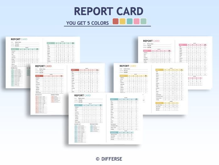 Homeschool Report Card | Report Card Template | Homeschool Progress | Grade Card