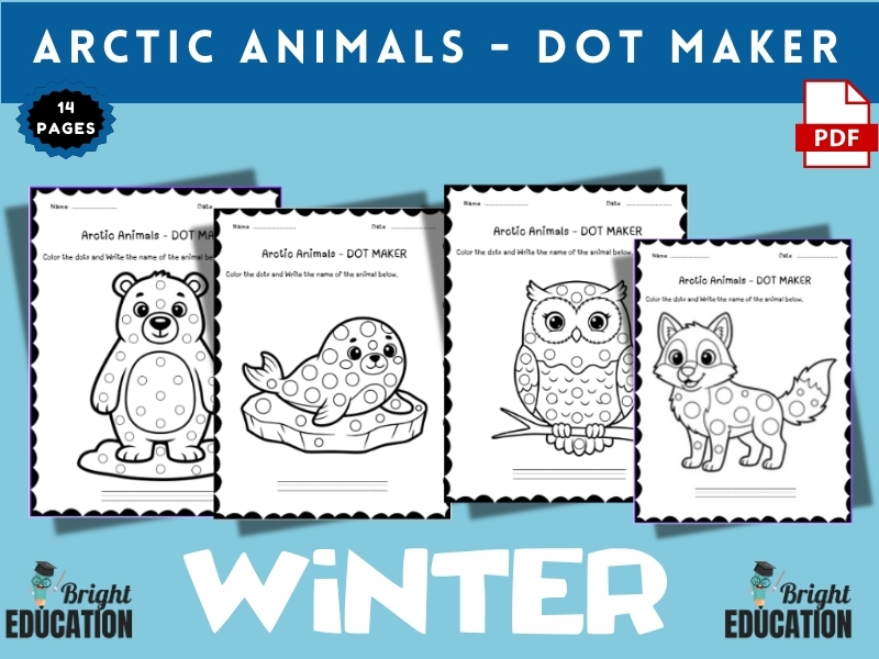 Arctic Animals - Winter DOT MAKER Coloring Activity