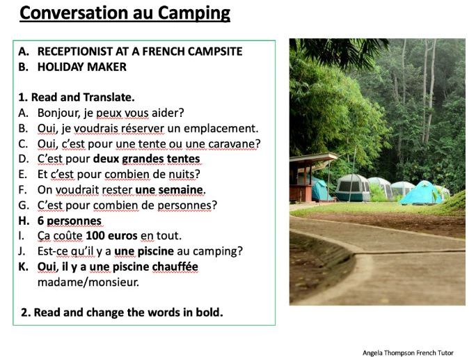 French: KS3/KS4 Le Camping PPT - Vocab & Practice