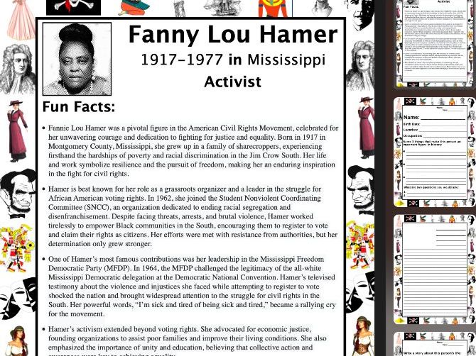 Fanny Lou Hamer PACKET & ACTIVITIES, Important Historical Figures Series
