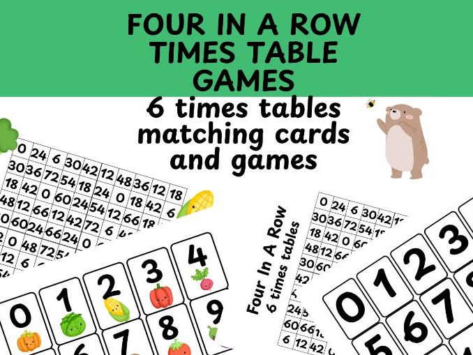 Four in a row multiplication game 6 times table