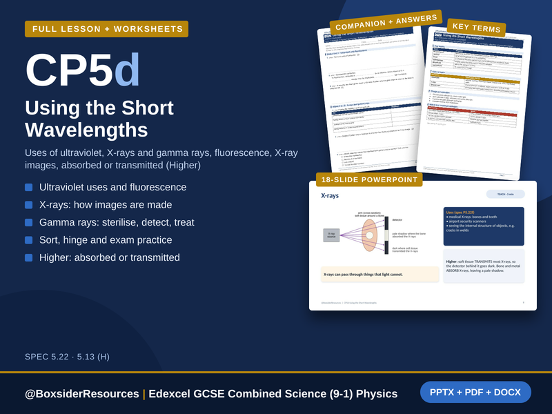 CP5d Using the Short Wavelengths | Edexcel GCSE Combined Science (9-1) | Lesson + Worksheet
