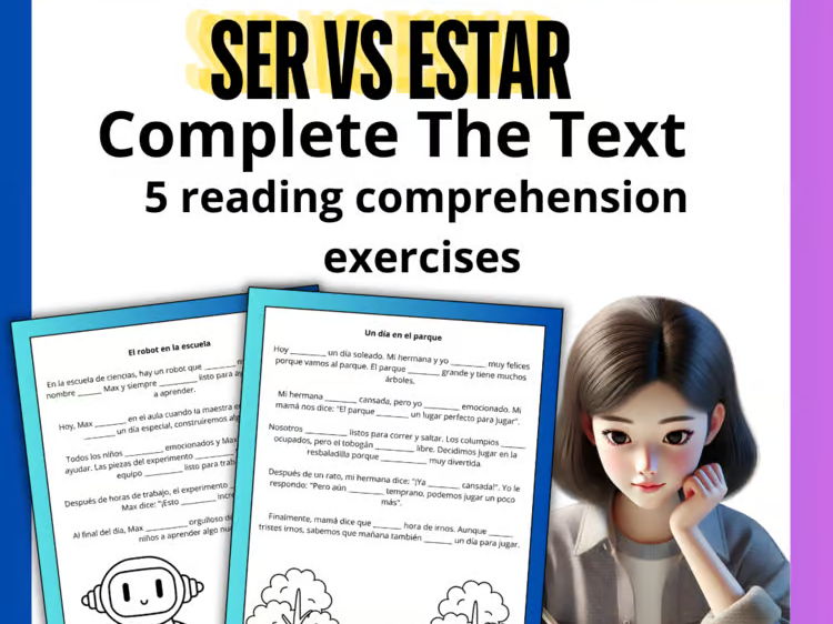 Ser vs Estar Spanish Reading Passages | Fill-in-the-Blank Worksheets