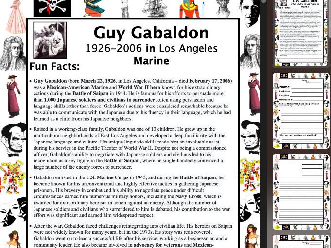 Guy Gabaldon PACKET & ACTIVITIES, Important Historical Figures Series