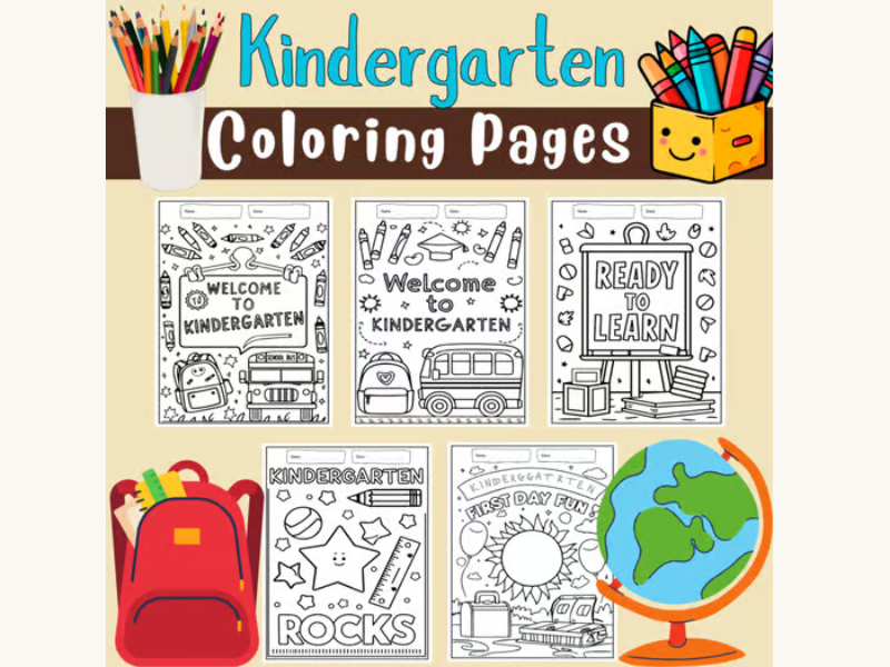 Kindergarten Back to School Coloring Sheets: September Coloring Pages Activities