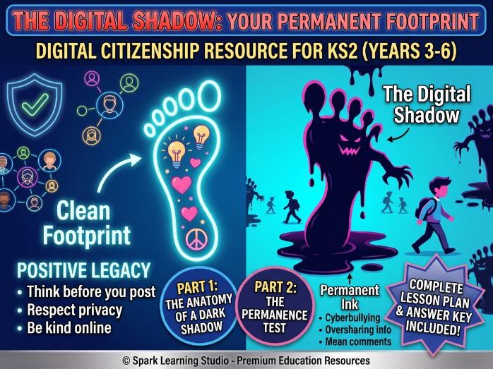 The Digital Shadow: Cyber Safety & Digital Footprint (Worksheets & Answer Key)